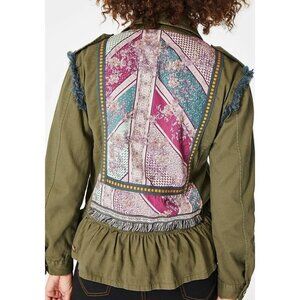 Matilda Jane Size XS Moments With You Letterman Jacket Patchwork Ruffle Utility